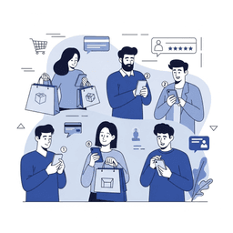 Happy customers using professional shopping platform